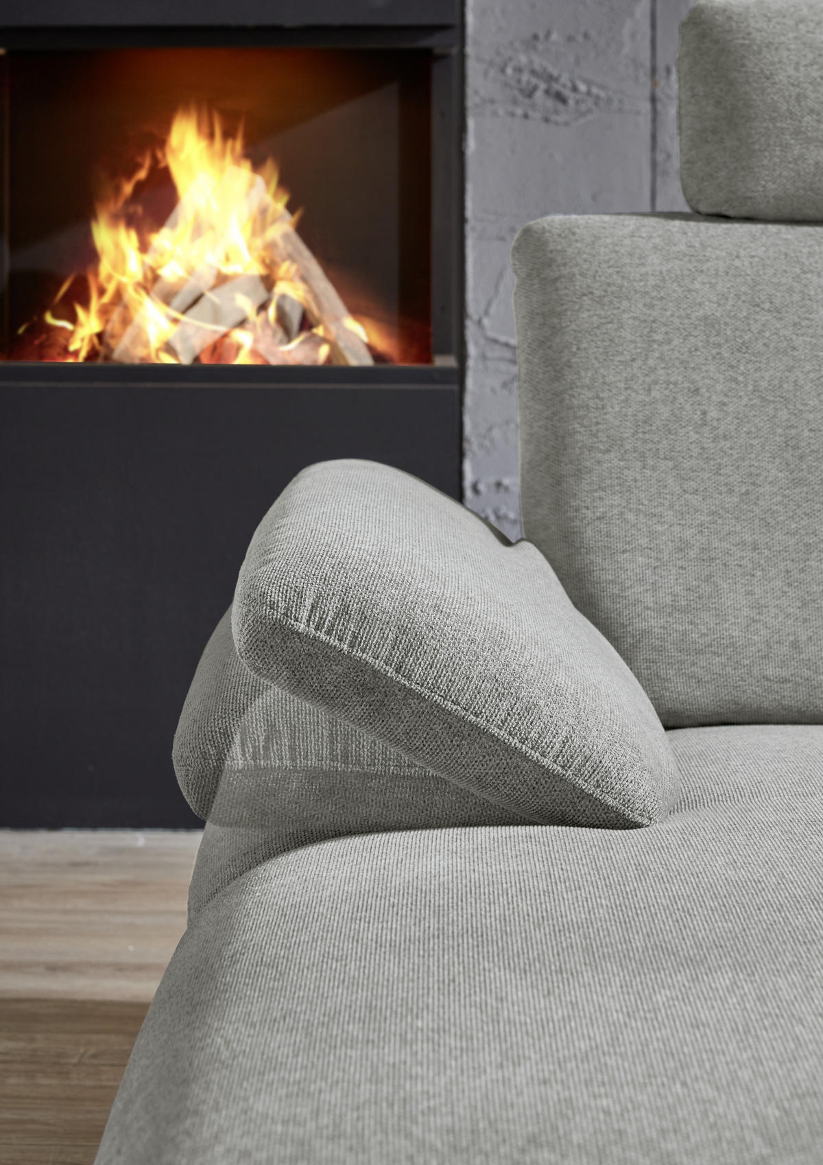 WOHNLANDSCHAFT in Webstoff Grau  - Schwarz/Grau, Design, Textil/Metall (180/344/208cm) - Dieter Knoll