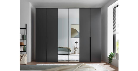 DREHTÜRENSCHRANK in Graphitfarben - Schwarz/Graphitfarben, MODERN, Glas/Holzwerkstoff (270/225/52cm) - Carryhome