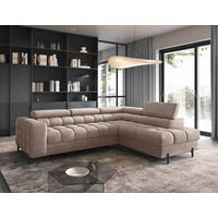 ECKSOFA Beige Plüsch  - Beige/Schwarz, Design, Textil/Metall (276/200cm) - MID.YOU