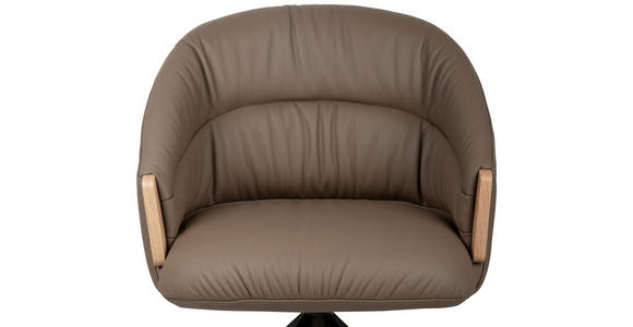 ARMLEHNSTUHL  Sitzfläche 360° drehbar, automatische Rückholfunktion  Echtleder  - Schwarz/Braun, Design, Leder/Holz (61/84/62cm) - Valnatura