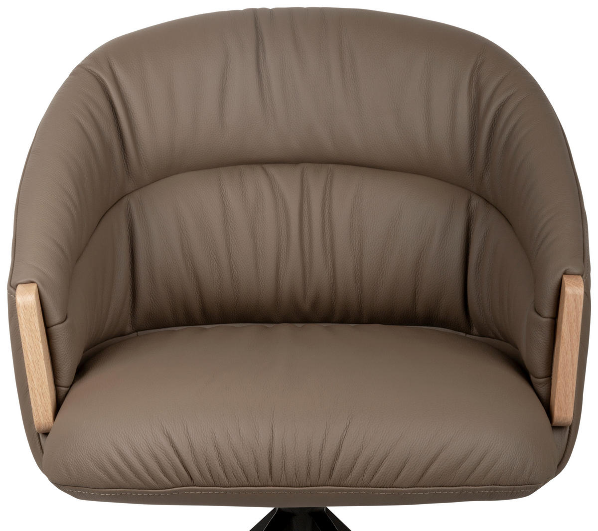 ARMLEHNSTUHL  Sitzfläche 360° drehbar, automatische Rückholfunktion  Echtleder  - Schwarz/Braun, Design, Leder/Holz (61/84/62cm) - Valnatura