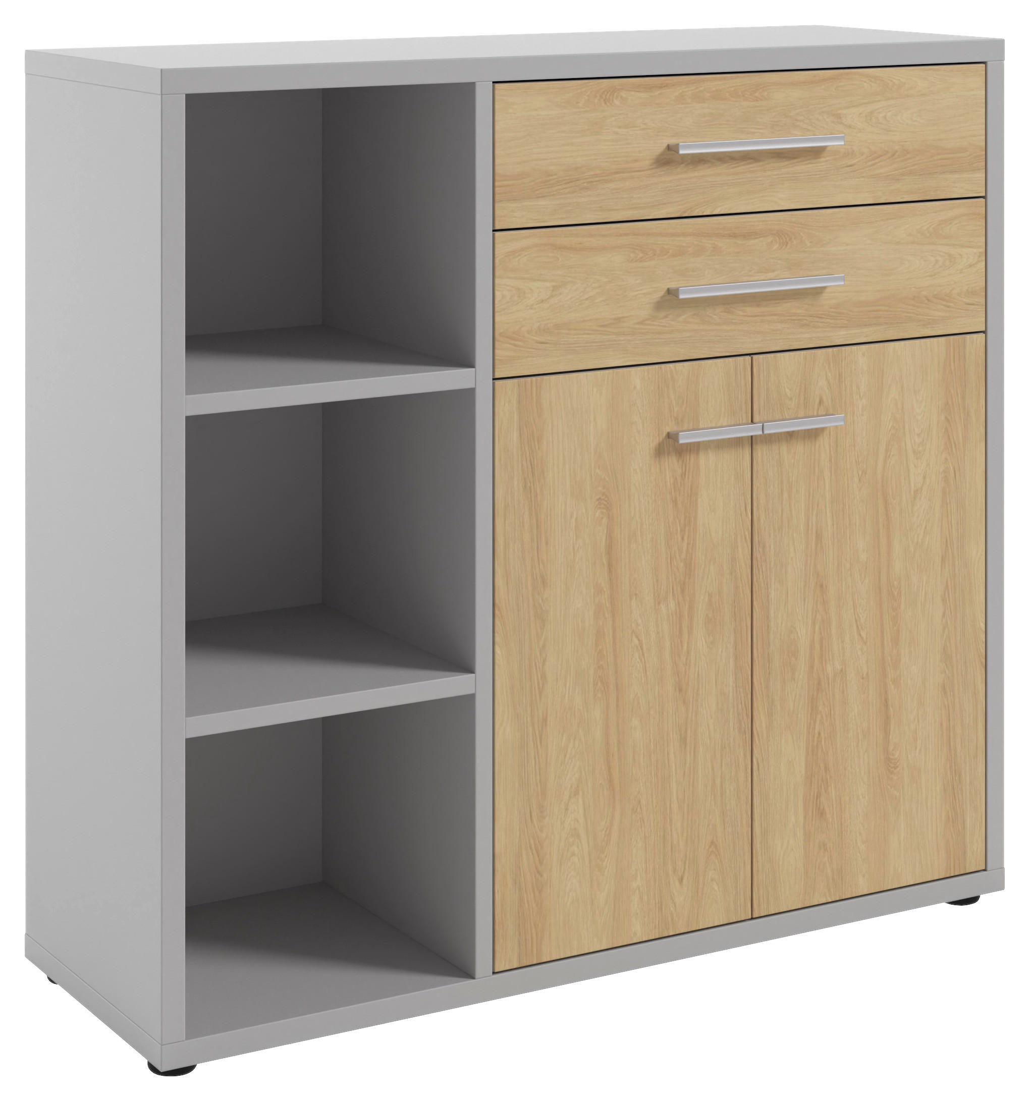 KOMMODE Texas, 116,5/110/40 cm, 2 Schublade(n)  - Hellgrau/Alufarben, MODERN, Holzwerkstoff/Kunststoff (116,5/110/40cm) - Novel