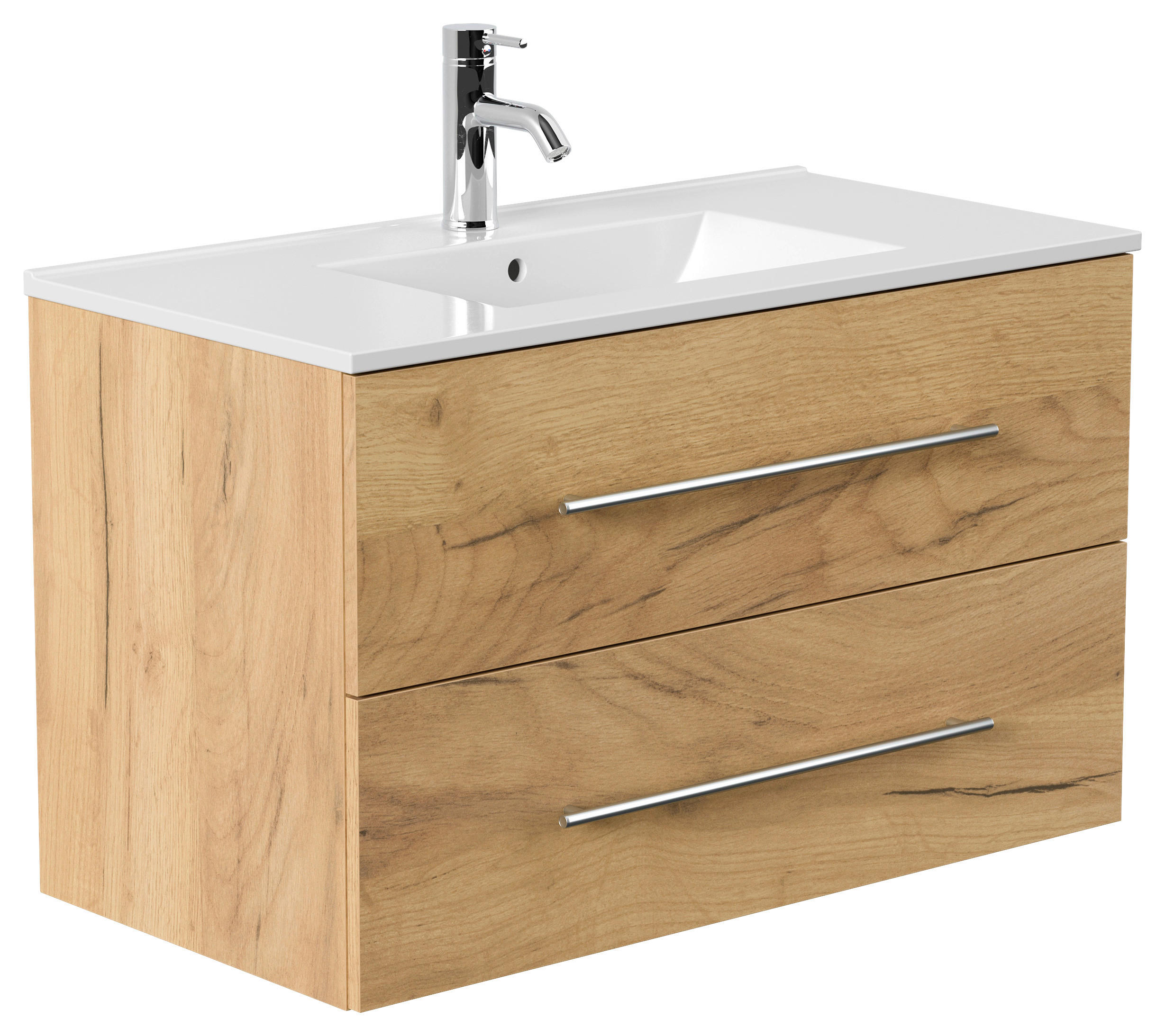 WASCHTISCHKOMBI 91 cm  - Eichefarben/Weiß, Basics, Keramik/Holzwerkstoff (91cm) - MID.YOU