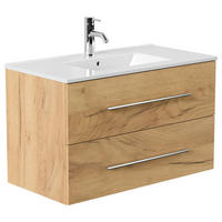 WASCHTISCHKOMBI 91 cm  - Eichefarben/Weiß, Basics, Keramik/Holzwerkstoff (91cm) - MID.YOU