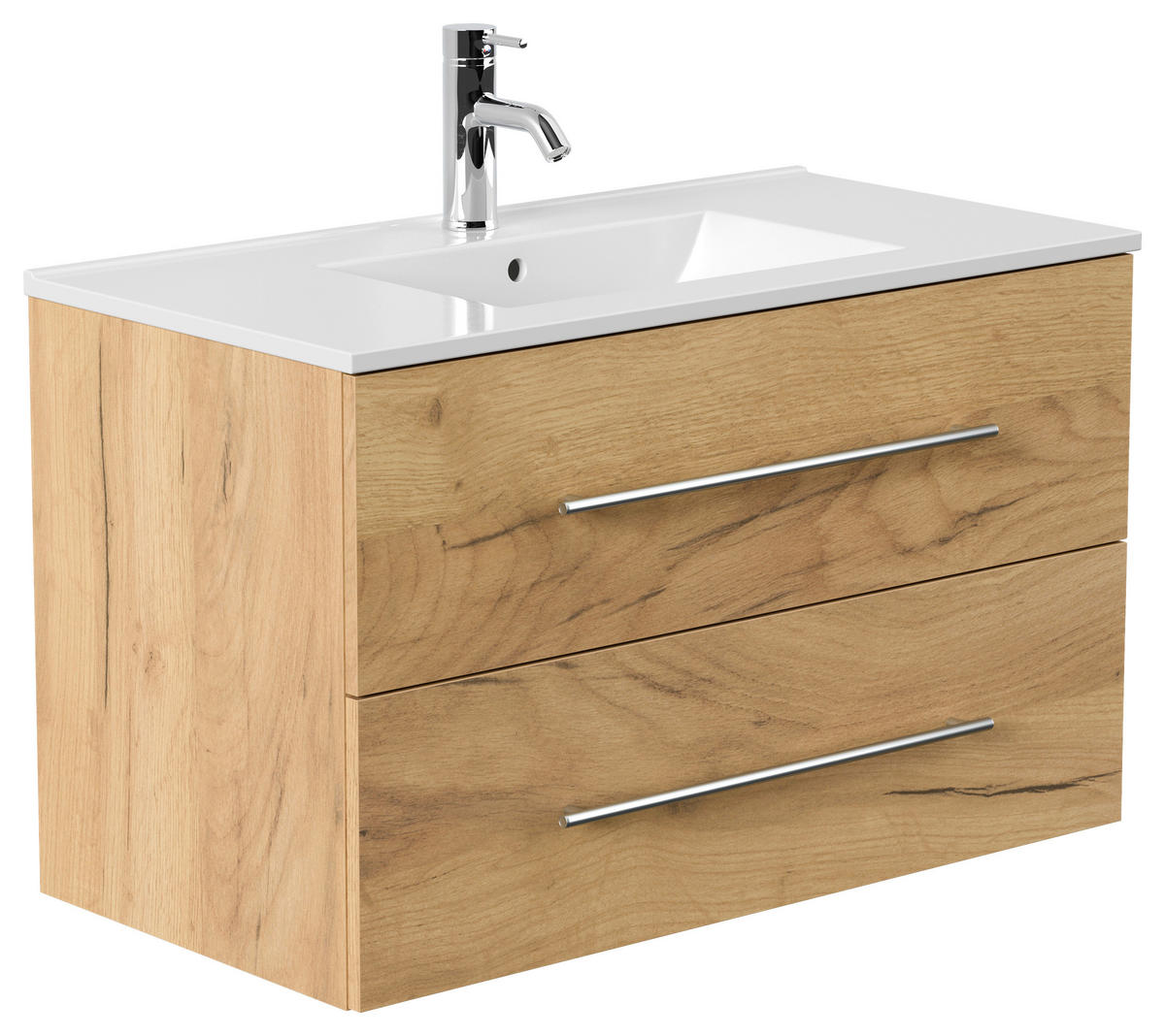 WASCHTISCHKOMBI 91 cm  - Eichefarben/Weiß, Basics, Keramik/Holzwerkstoff (91cm) - MID.YOU