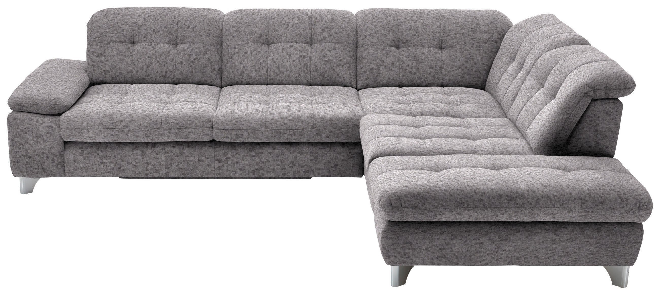 ECKSOFA in Chenille Hellgrau   - Chromfarben/Hellgrau, Design, Textil/Metall (310null) - Beldomo Speed