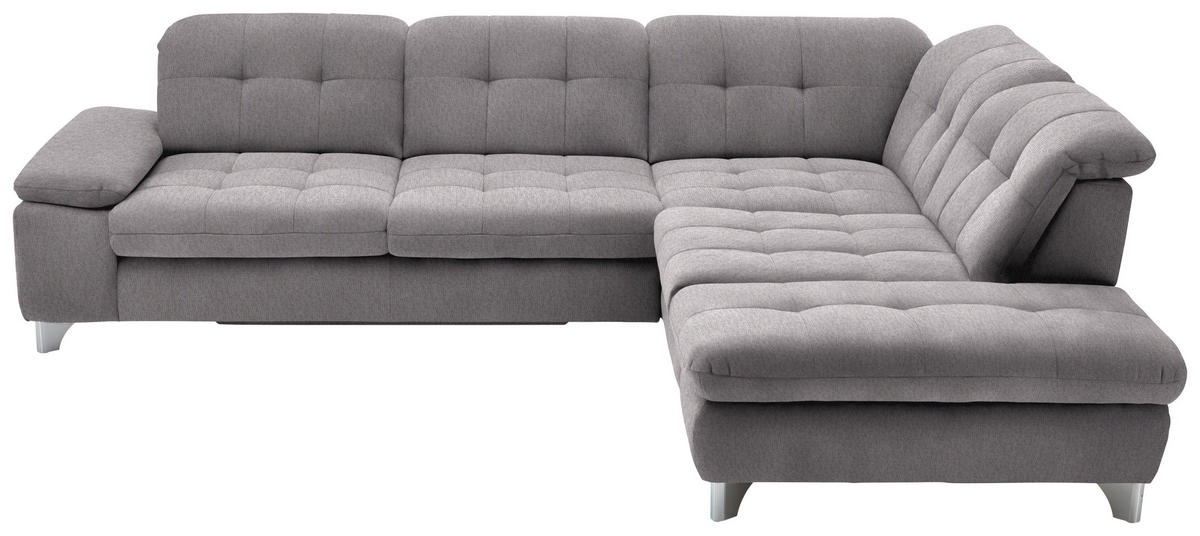 ECKSOFA in Chenille Hellgrau   - Chromfarben/Hellgrau, Design, Textil/Metall (310null) - Beldomo Speed