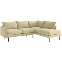 ECKSOFA Samos Beige Samt  - Beige/Schwarz, Design, Textil/Metall (267/204cm) - Livetastic
