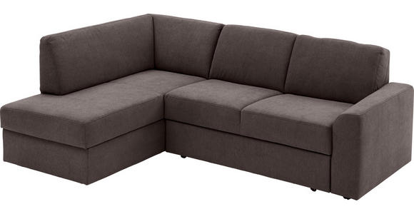 ECKSOFA in Webstoff Graubraun  - Graubraun/Schwarz, KONVENTIONELL, Kunststoff/Textil (165/224cm) - Xora