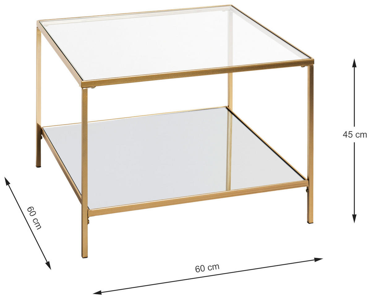 KLUB STOČIĆ  prozirna, zlatna  - prozirna/zlatna, Moderno, staklo/metal (60/60/45cm) - Carryhome