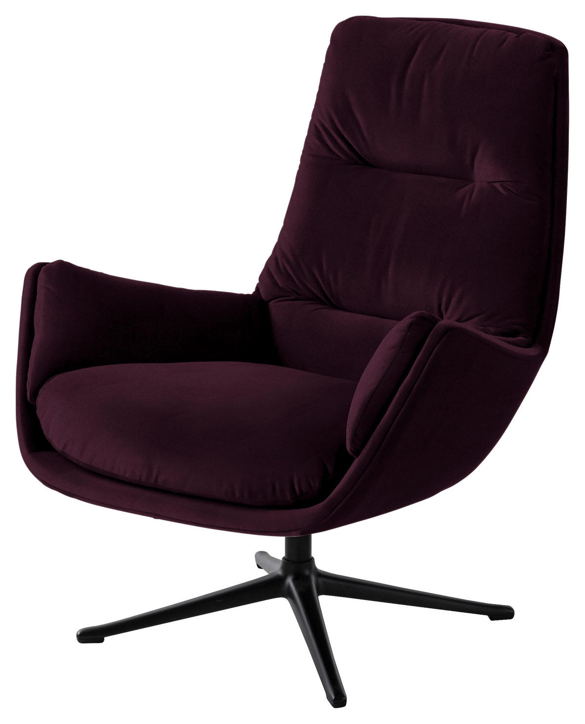 SESSEL in Samt Brombeere  - Brombeere/Schwarz, Design, Textil/Metall (83/94/97cm) - home24