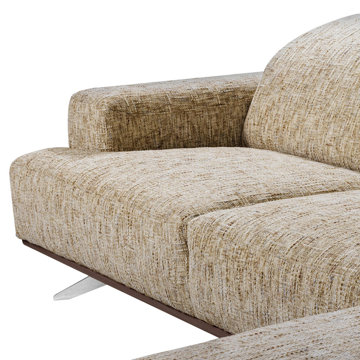 ECKSOFA Struktur Hellbraun  - Chromfarben/Hellbraun, Design, Holz/Textil (295/187cm) - Livetastic