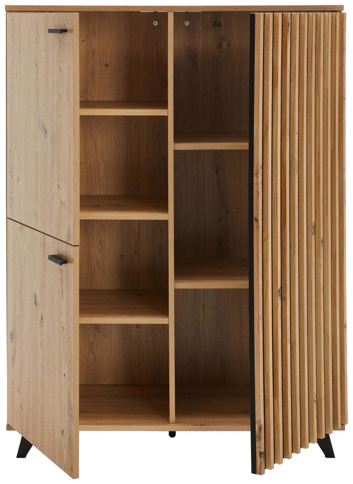 HIGHBOARD Oslo  in 93,5/126/40 cm  - Eichefarben/Schwarz, LIFESTYLE, Holzwerkstoff/Metall (93,5/126/40cm) - MID.YOU