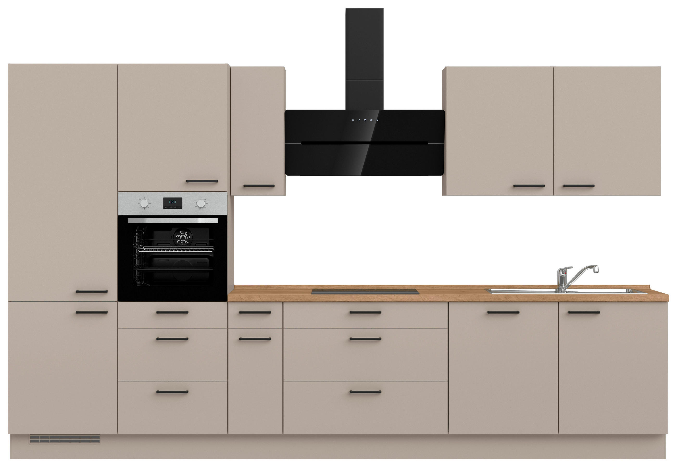 KÜCHENBLOCK Easytouch 360 cm  in Eichefarben, Sandfarben  - Sandfarben/Eichefarben, MODERN, Holzwerkstoff/Metall (360cm) - Nobilia