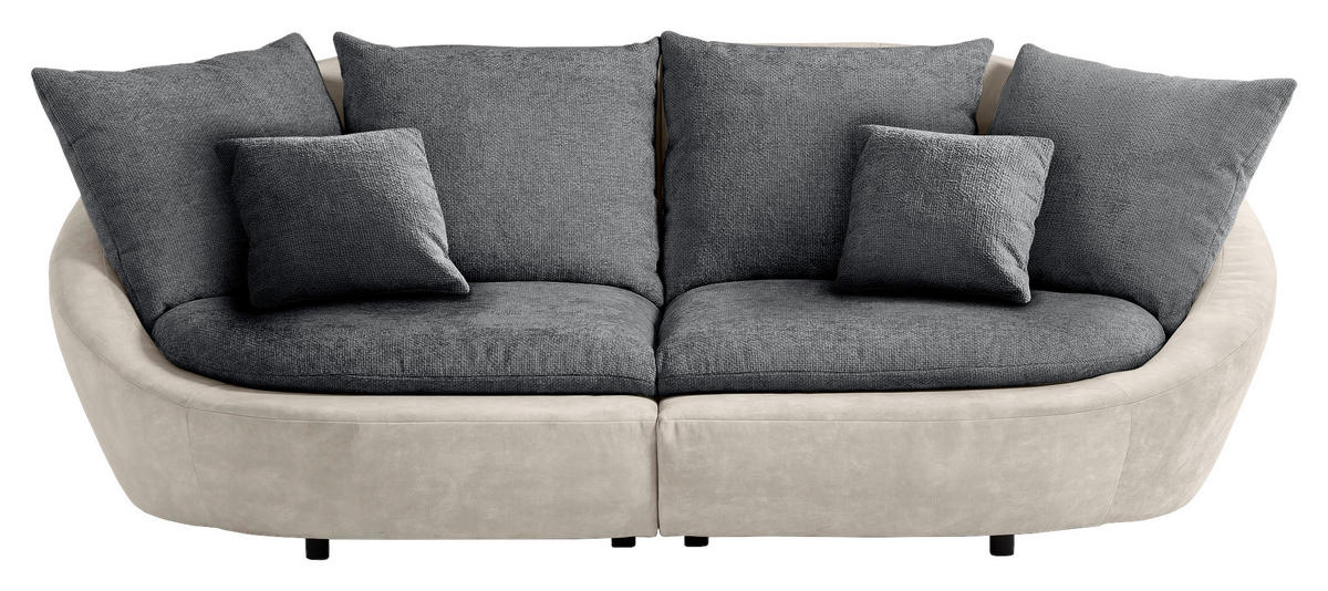 BIGSOFA Chenille Anthrazit, Beige  - Anthrazit/Beige, MODERN, Kunststoff/Textil (237/87/131cm) - Trendmanufaktur