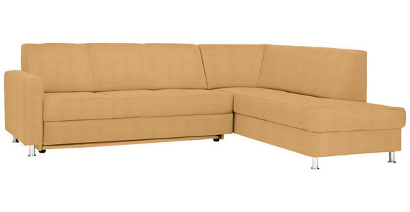 ECKSOFA in Flachgewebe Gelb  - Chromfarben/Gelb, Design, Textil/Metall (256/198cm) - Xora