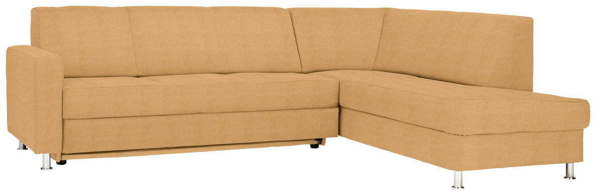 ECKSOFA in Flachgewebe Gelb  256/198 cm  - Chromfarben/Gelb, Design, Textil/Metall (256/198cm) - Xora