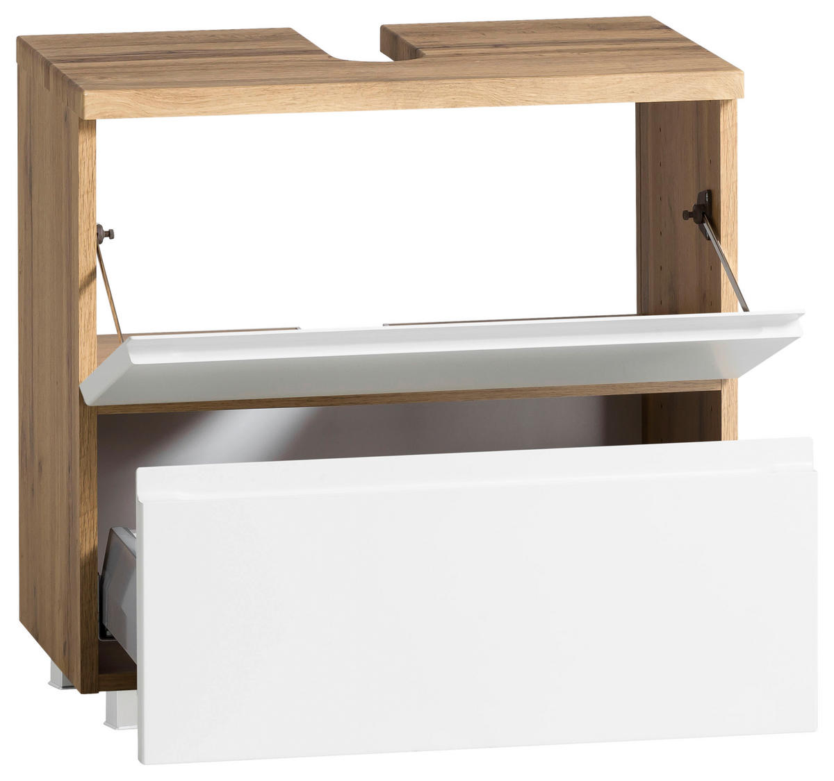 WASCHBECKENUNTERSCHRANK 60/59/35 cm  - Eiche Wotan/Weiß, MODERN, Holzwerkstoff (60/59/35cm) - Held