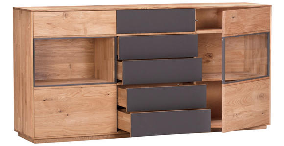 SIDEBOARD in 177/89/42 cm - Eichefarben/Anthrazit, Design, Glas/Holz (177/89/42cm) - Waldwelt