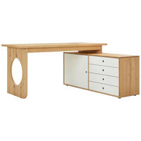 ECKSCHREIBTISCH 160/140/75 cm  in Weiß, Eichefarben  - Eichefarben/Weiß, MODERN, Holz/Holzwerkstoff (160/140/75cm) - Boxxx