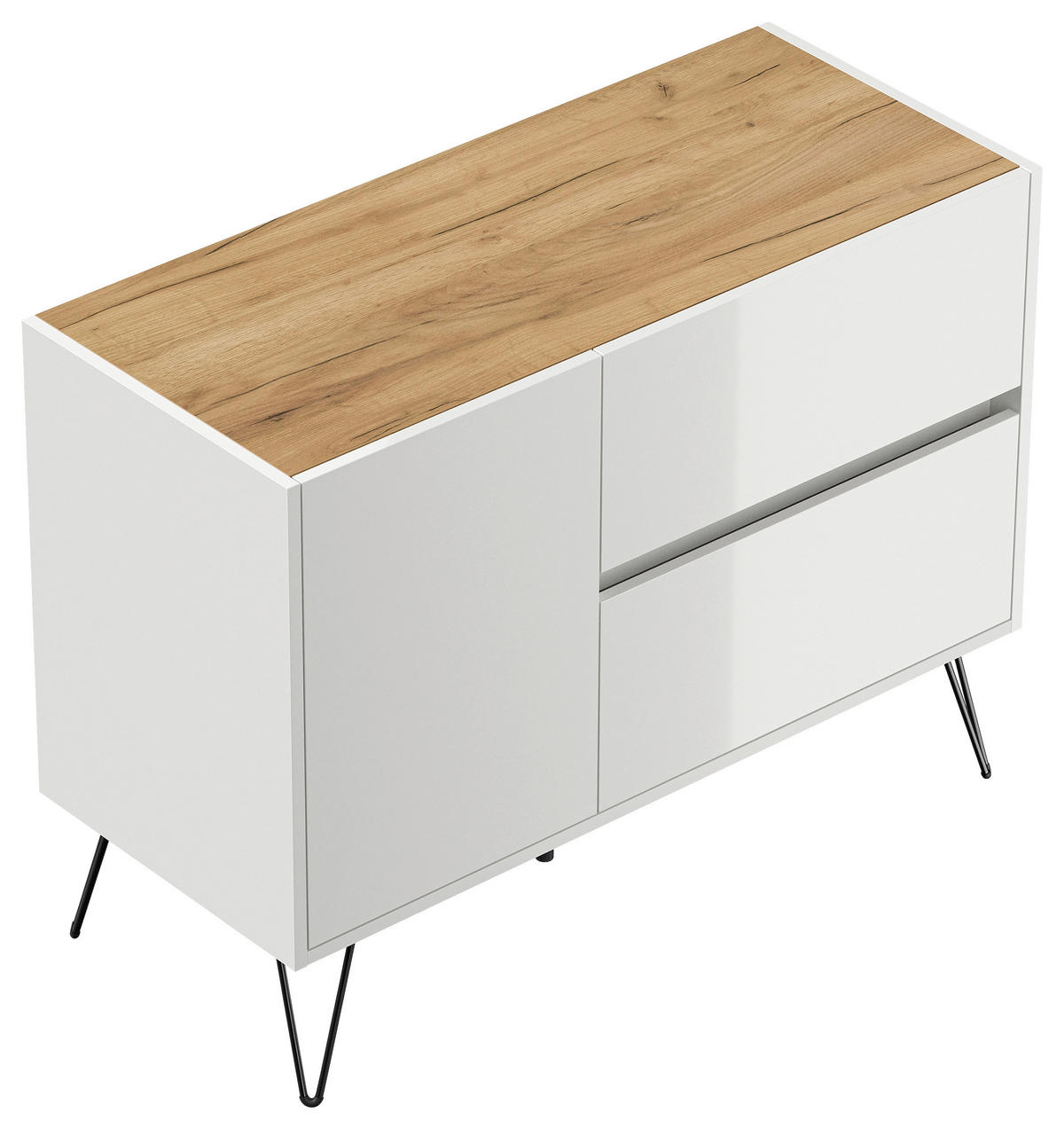 SIDEBOARD Posseik Industrial  in 99/75,8/42 cm  - Eichefarben/Schwarz, Design, Holzwerkstoff/Metall (99/75,8/42cm) - P & B