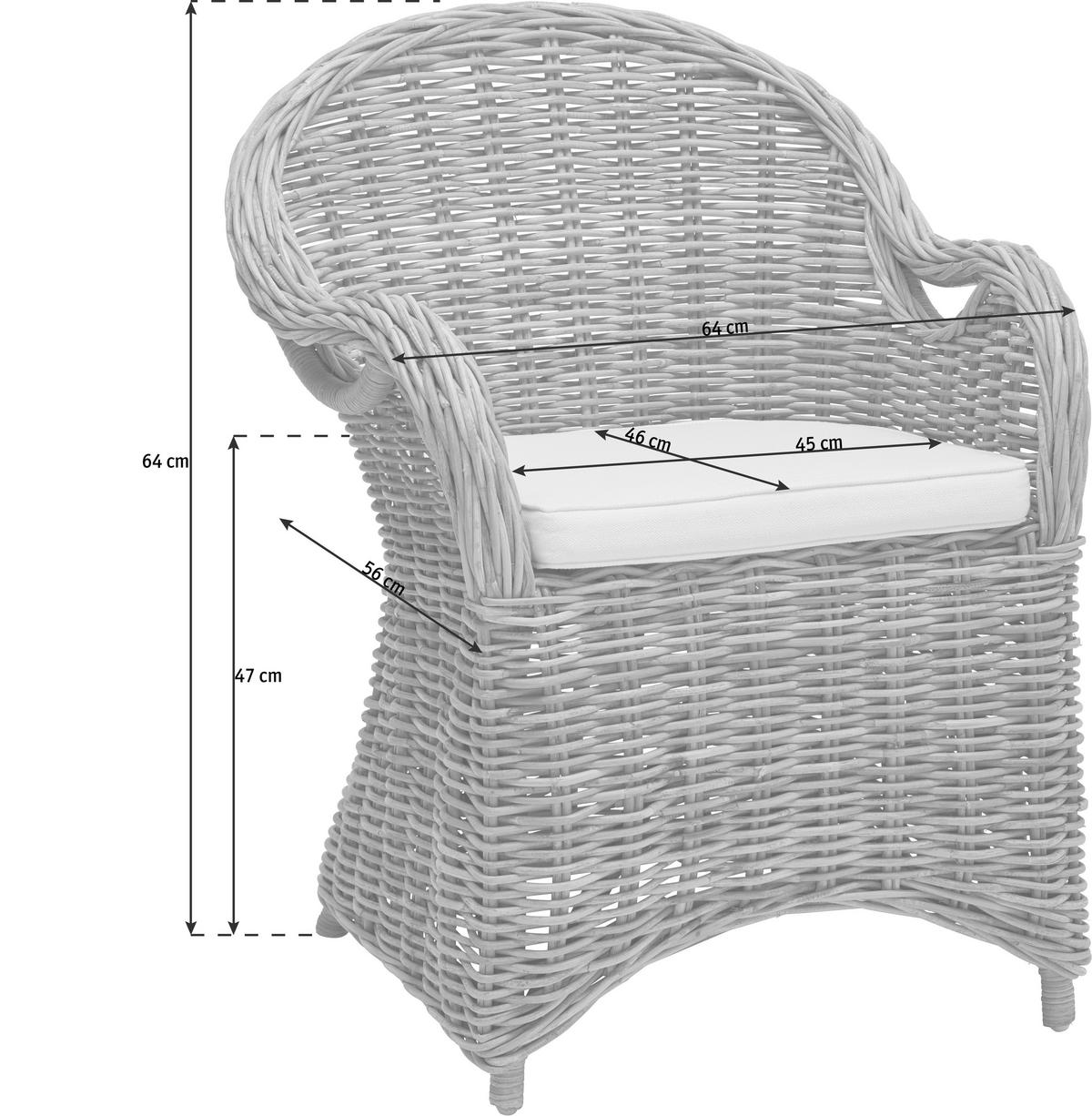 STOL   flatväv  cremefärgad, gråvit  - gråvit/cremefärgad, Trend, trä/textil (64/88/56cm) - Landscape