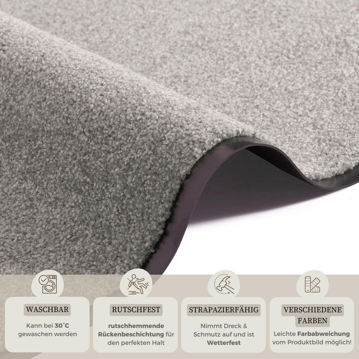 SCHMUTZFANGMATTE  40/60 cm  Hellgrau  - Hellgrau, Basics, Kunststoff/Textil (40/60cm)