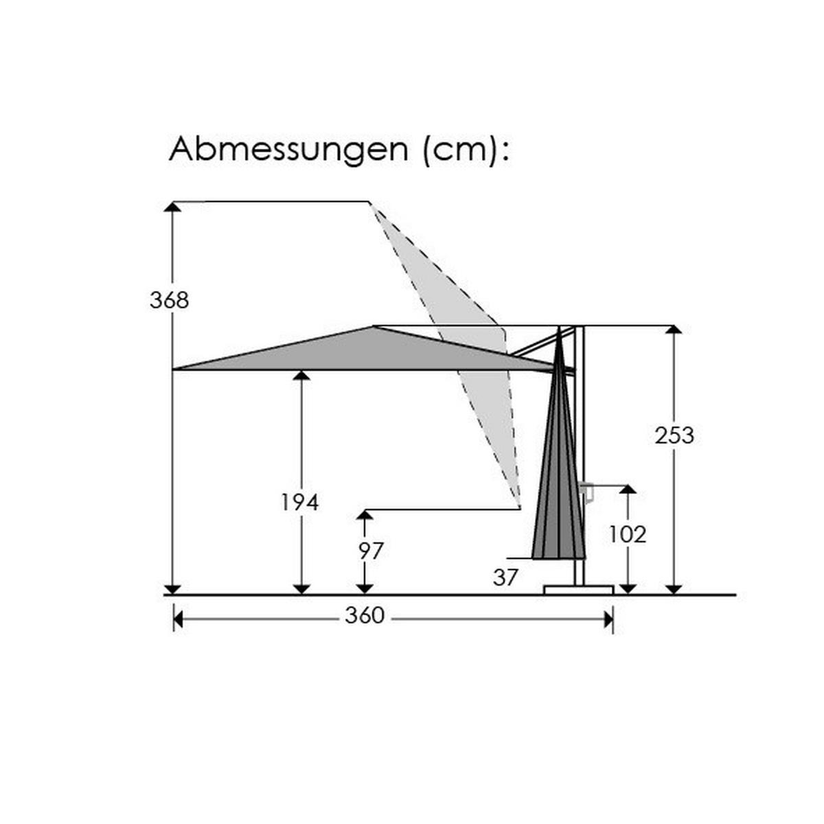 ZÁVESNÝ SLNEČNÍK 360/253/300 cm - prírodná farba/antracitová, Basics, kov/textil (360/253/300cm) - Sonnhaus