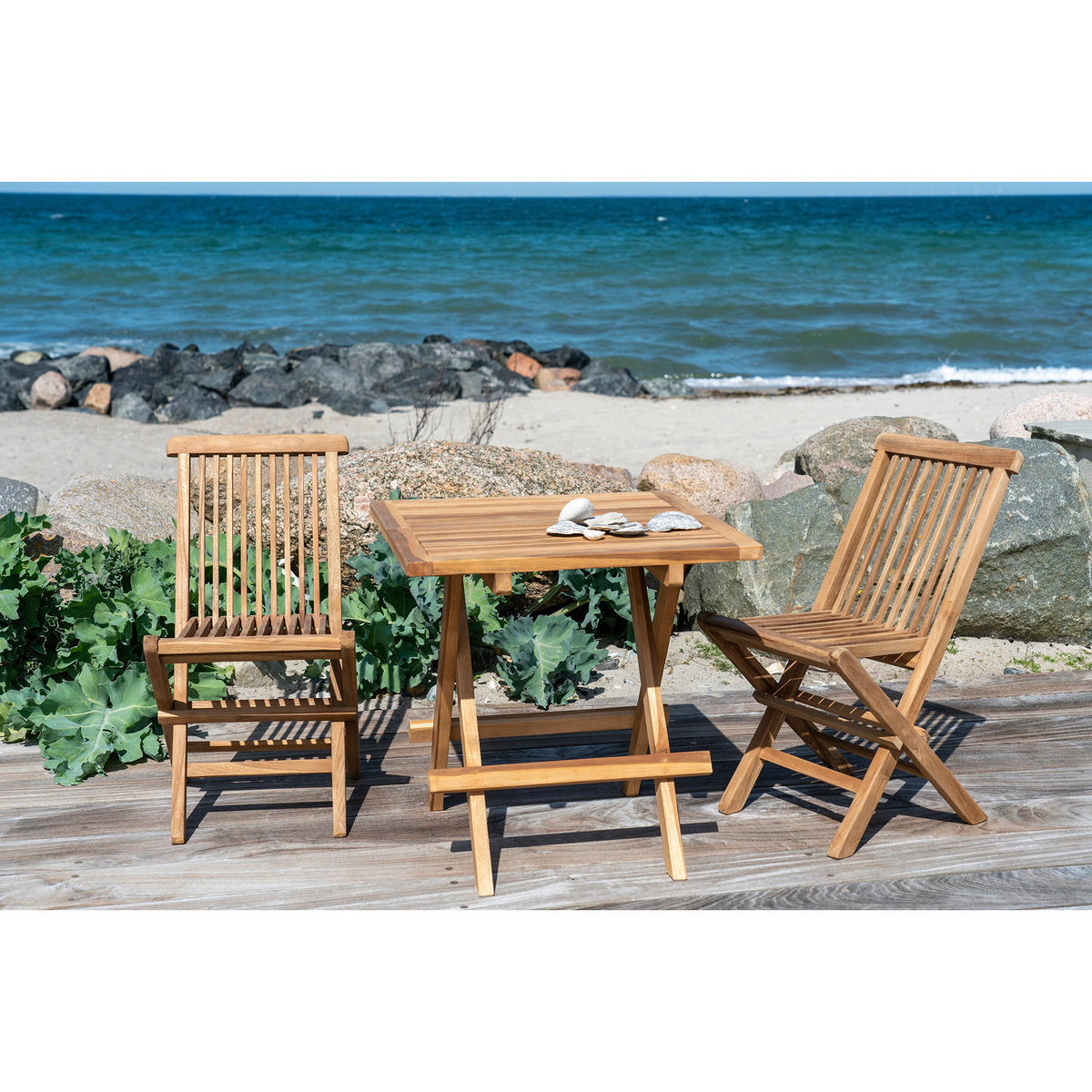 GARTENSTUHL-SET Holz Teakfarben  - Teakfarben, MODERN, Holz (31/58/42cm) - MID.YOU
