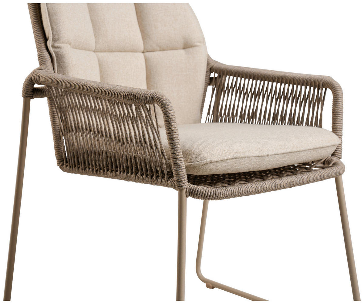 VRTNI SEDEŽ  nerjaveče jeklo bela, barve šampanjca  - barve šampanjca/bela, Basics, kovina/tekstil (66/87/64,5cm) - Tierra Outdoor