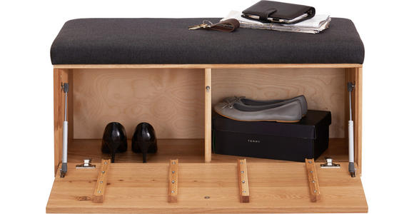 GARDEROBENBANK 90/45/38 cm - Eichefarben/Anthrazit, Natur, Holz/Textil (90/45/38cm) - Waldwelt