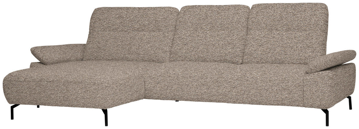 ECKSOFA in Chenille, Flachgewebe Beige  165/318 cm  - Beige/Schwarz, Design, Textil/Metall (165/318cm) - Xora