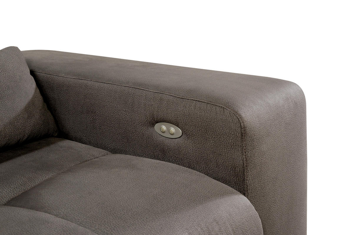 ECKSOFA in Mikrofaser Graubraun  - Graubraun/Silberfarben, Konventionell, Textil/Metall (186/307cm) - Livetastic