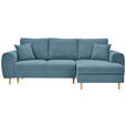 ECKSOFA Blau Webstoff  - Blau/Schwarz, KONVENTIONELL, Holz/Textil (250/145cm) - Carryhome