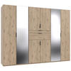 KLEIDERSCHRANK 270/210/58 cm 8-türig Eichefarben  - Eichefarben/Schwarz, MODERN, Glas/Holzwerkstoff (270/210/58cm) - Boxxx