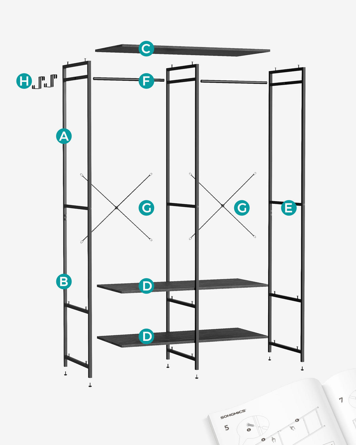 KLEIDERSCHRANK  in Schwarz  - Schwarz, Basics, Holzwerkstoff/Metall (94,5/180/40cm)
