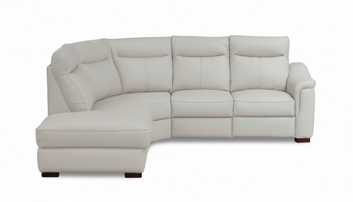 ECKSOFA Lederlook Echtleder Platinfarben  - Platinfarben/Wengefarben, Design, Leder/Holz (229/260cm) - Livetastic