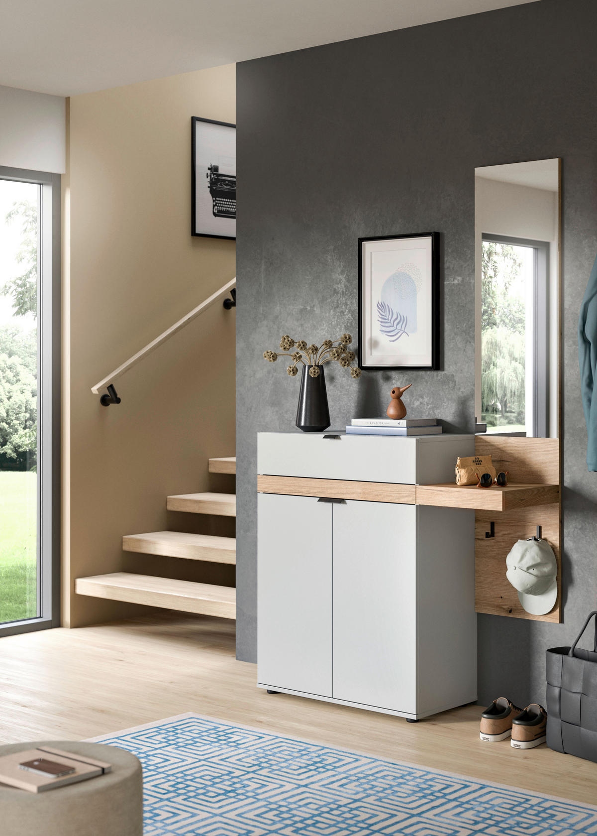 GARDEROBNI PANEL  hrast tamni   staklo, drvni materijal  - hrast tamni, Design, staklo/drvni materijal (35/160/37cm) - Livetastic