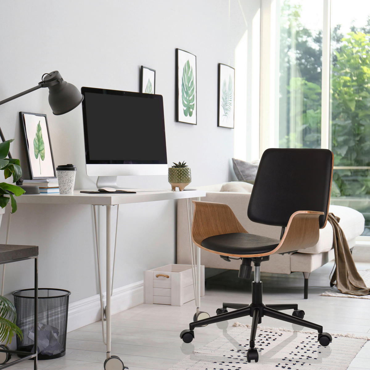 OTOČNÁ ŽIDLE, černá - černá/hnědá, Moderní, kov/dřevo (68/92/63,5cm) - MID.YOU