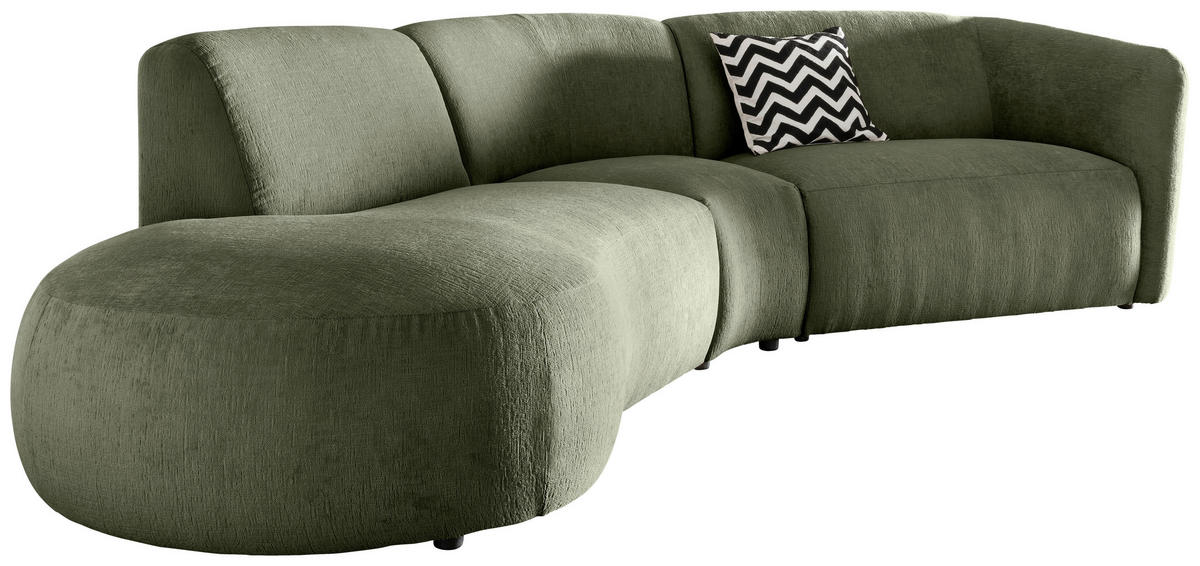 ECKSOFA in Mikrofaser Grün  - Schwarz/Grün, Modern, Kunststoff/Textil (182/276cm) - Livetastic