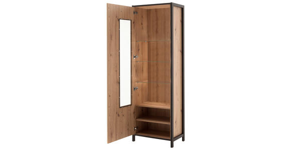 VITRINE in Anthrazit, Eichefarben - Eichefarben/Anthrazit, Design, Glas/Holzwerkstoff (65/200/40cm) - Carryhome