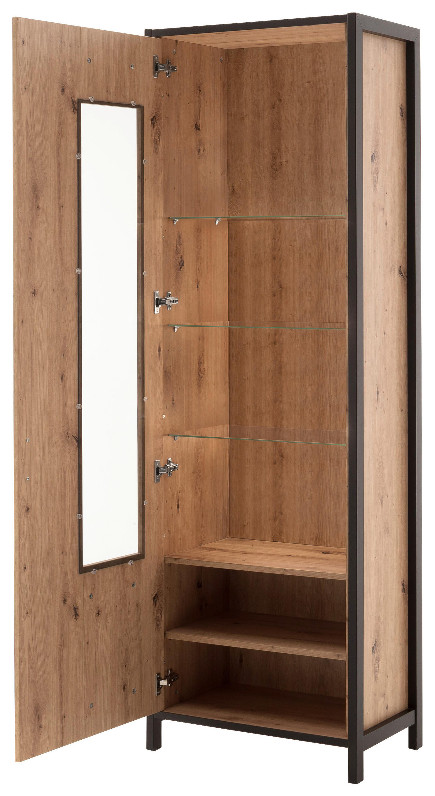 VITRINE  in Anthrazit, Eichefarben - Eichefarben/Anthrazit, Design, Glas/Holzwerkstoff (65/200/40cm) - Carryhome