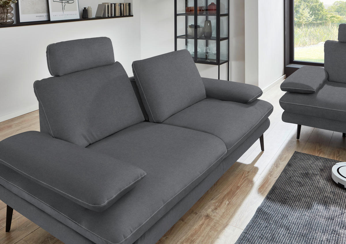3-SITZER-SOFA in Velours Silberfarben  - Beige/Silberfarben, Design, Textil/Metall (222/89/104cm) - Dieter Knoll