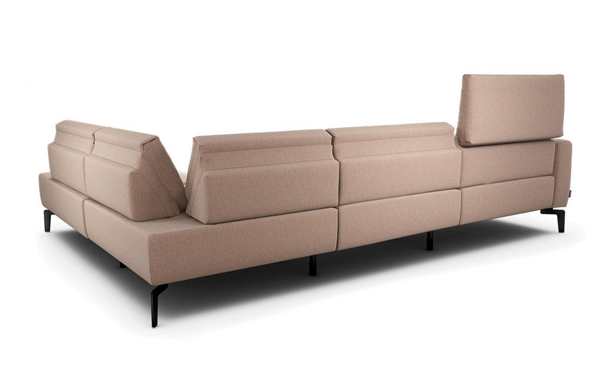 ECKSOFA Cosy Rosa Chenille  - Schwarz/Rosa, Design, Textil/Metall (296/213cm) - SENSOO