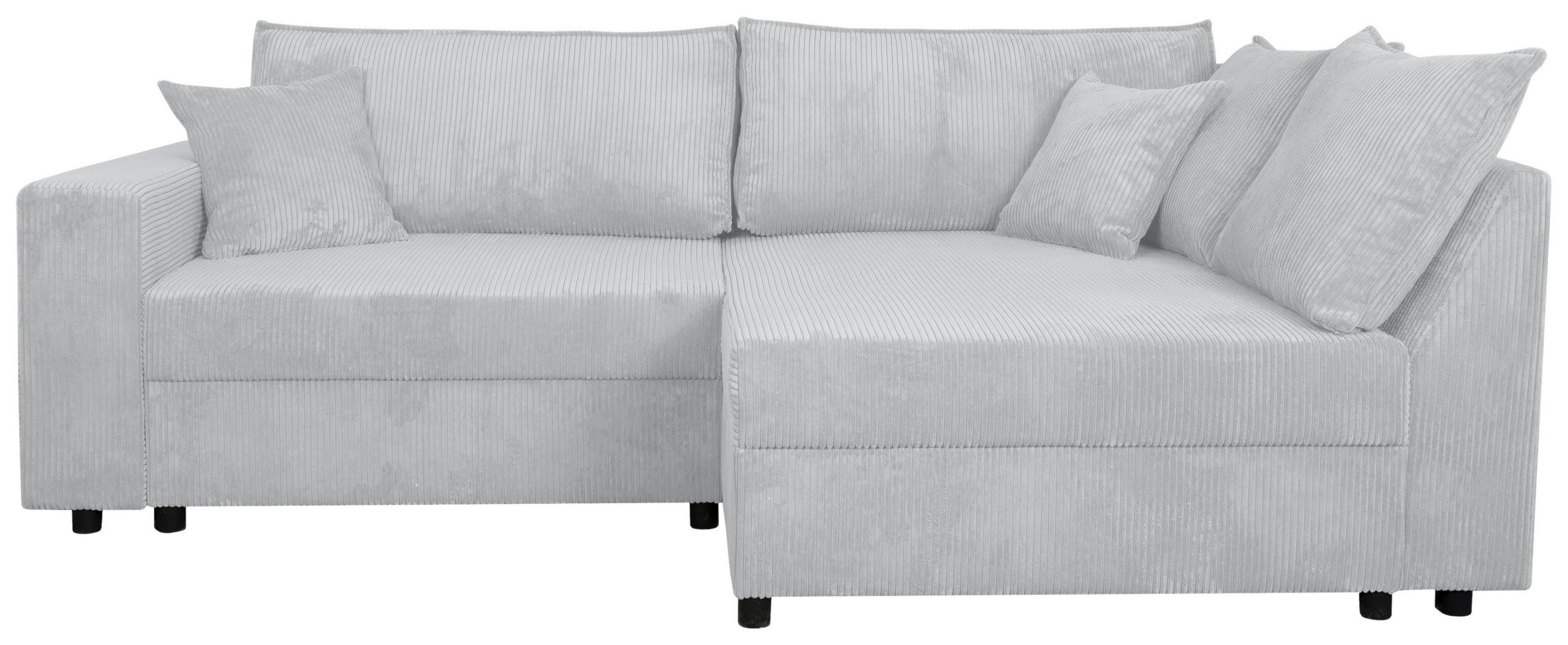 ECKSOFA Grau Cord Zierkissen, Rückenkissen, Bettkasten, Schlaffunktion, Rücken echt, Liegefläche im Originalstoff  - Schwarz/Grau, KONVENTIONELL, Kunststoff/Textil (245/153cm) - Carryhome