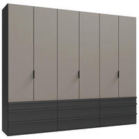 FALTTÜRENSCHRANK 300/236/58 cm 3-türig Graphitfarben, Grau, Sahara  - Schwarz/Graphitfarben, Design, Holzwerkstoff (300/236/58cm) - Boxxx