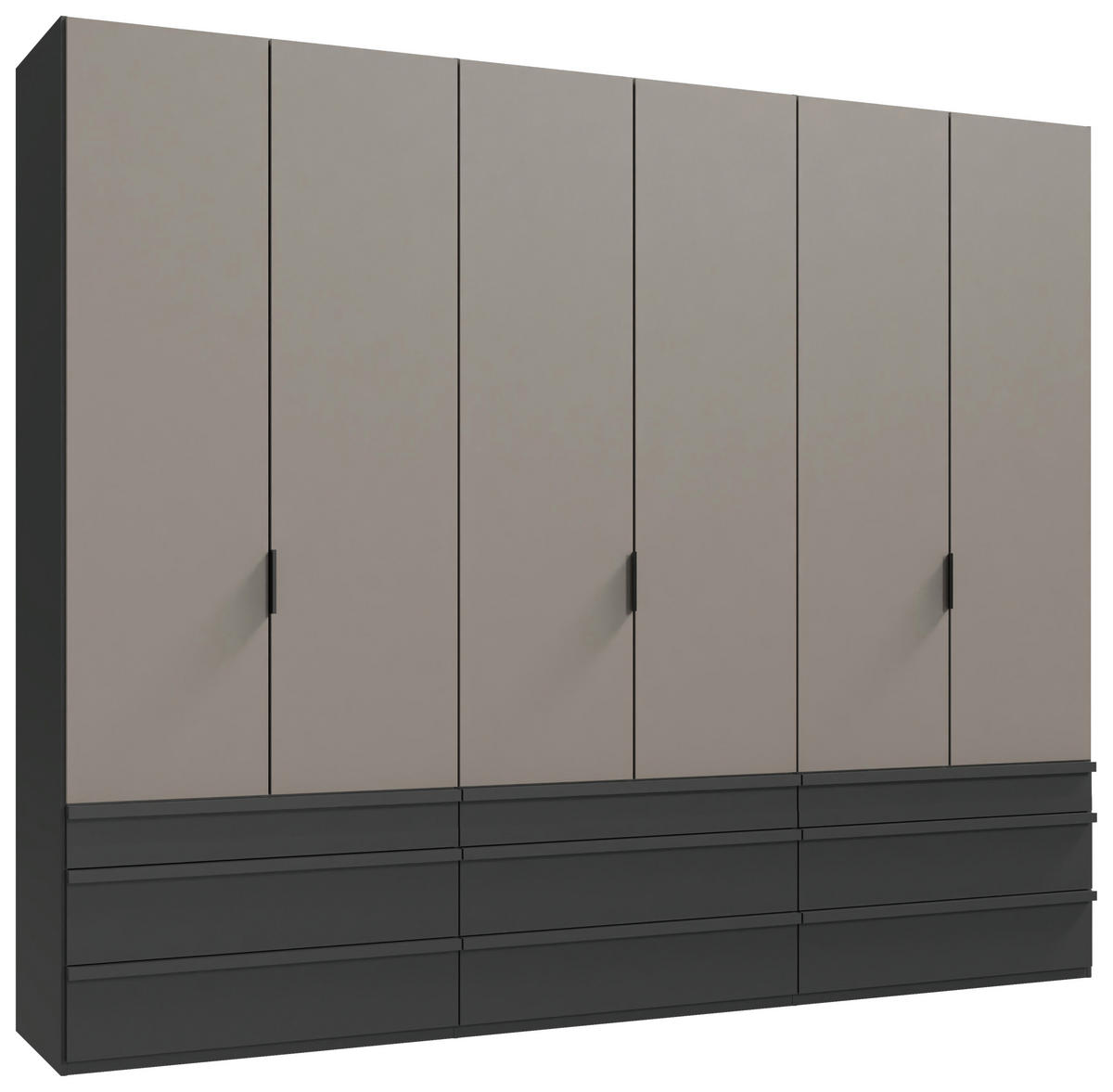 FALTTÜRENSCHRANK 300/236/58 cm 3-türig Graphitfarben, Grau, Sahara  - Schwarz/Graphitfarben, Design, Holzwerkstoff (300/236/58cm) - Boxxx