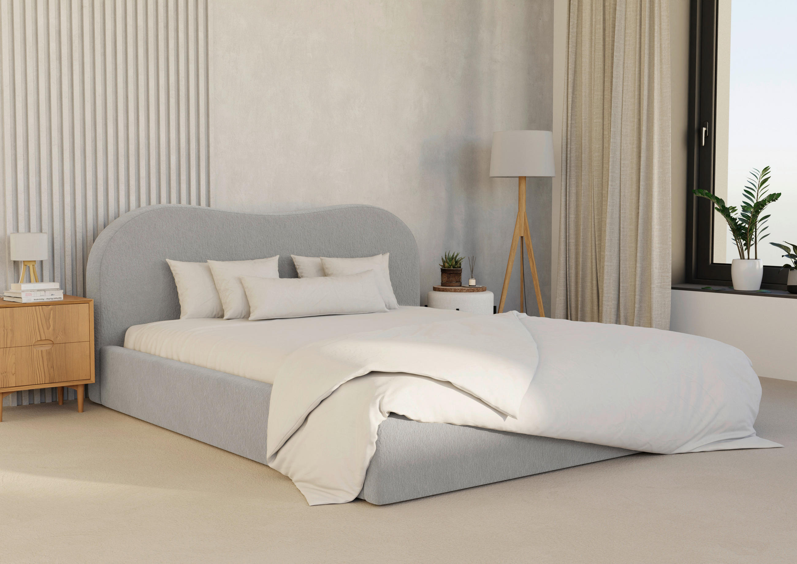POLSTERBETT Bettkasten, Lattenrost 180/200 cm  in Silberfarben  - Silberfarben/Schwarz, Design, Holz/Textil (180/200cm) - Boxxx