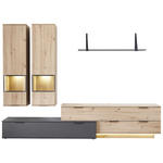 WOHNWAND Grau, Eiche Artisan  - Anthrazit/Eiche Artisan, Trend, Glas/Holzwerkstoff (270/198/43cm) - Carryhome