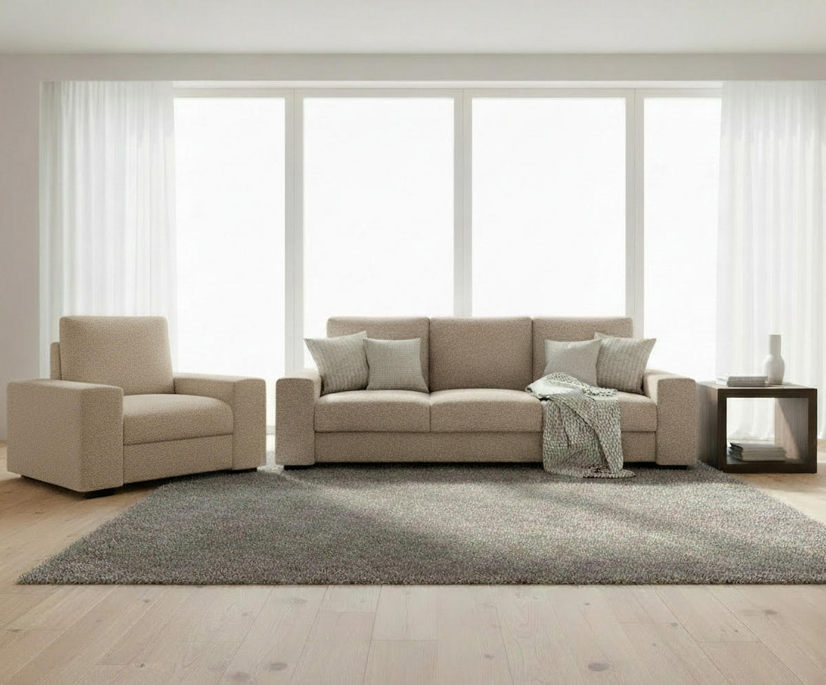 SESSEL in Bouclé Altrosa  - Beige/Schwarz, Design, Textil (108/91/92cm) - MID.YOU